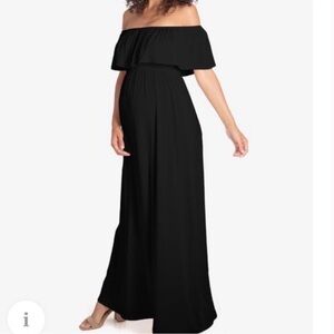 Ingrid and Isabel Elegant Black Off-Shoulder Maxi Dress Maternity
